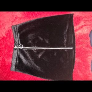 Black velvet zip up skirt